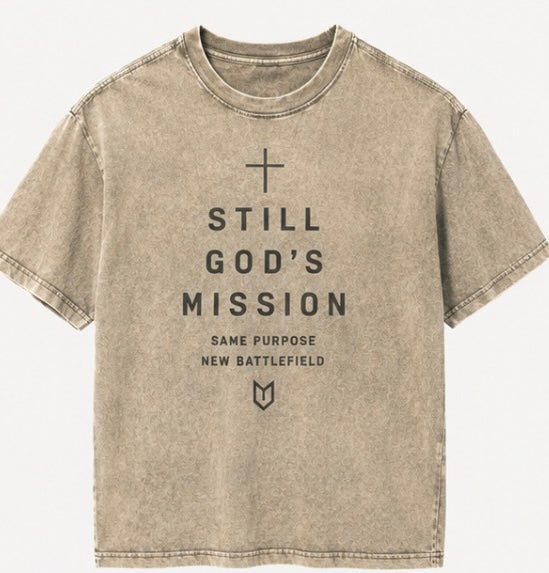 Men’s adult beige vintage Christian military T-shirt