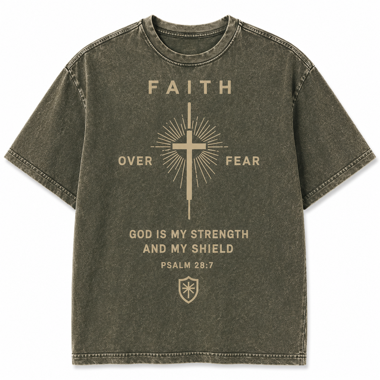 Men’s adult Green vintage Christian military T-Shirt