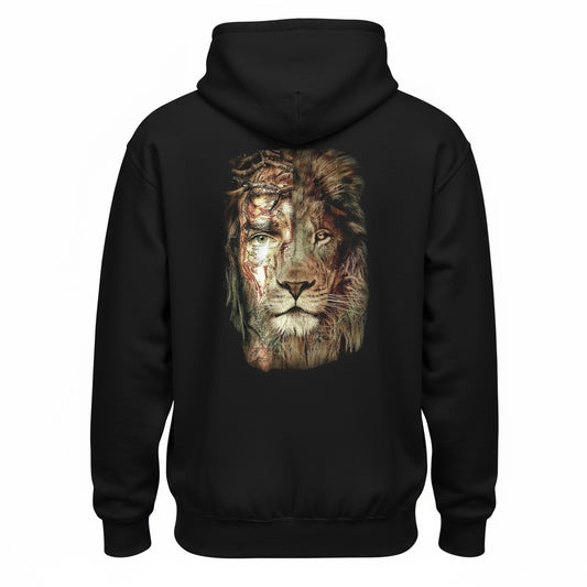 Half lion half Jesus face hoodie