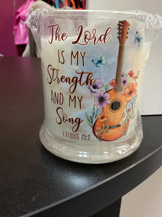 The lord is my strength wood wick candle