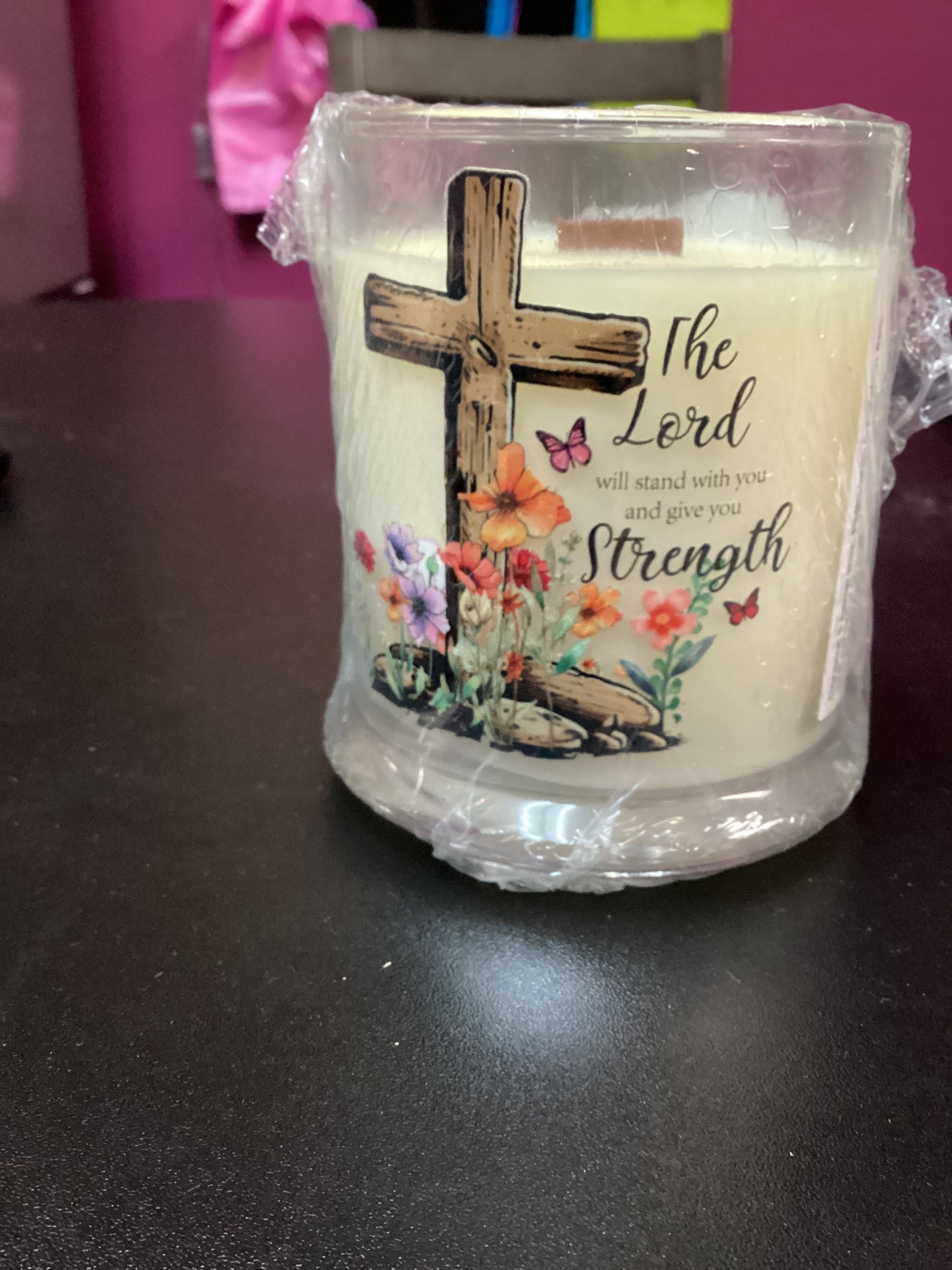 Faith based wood wick candles