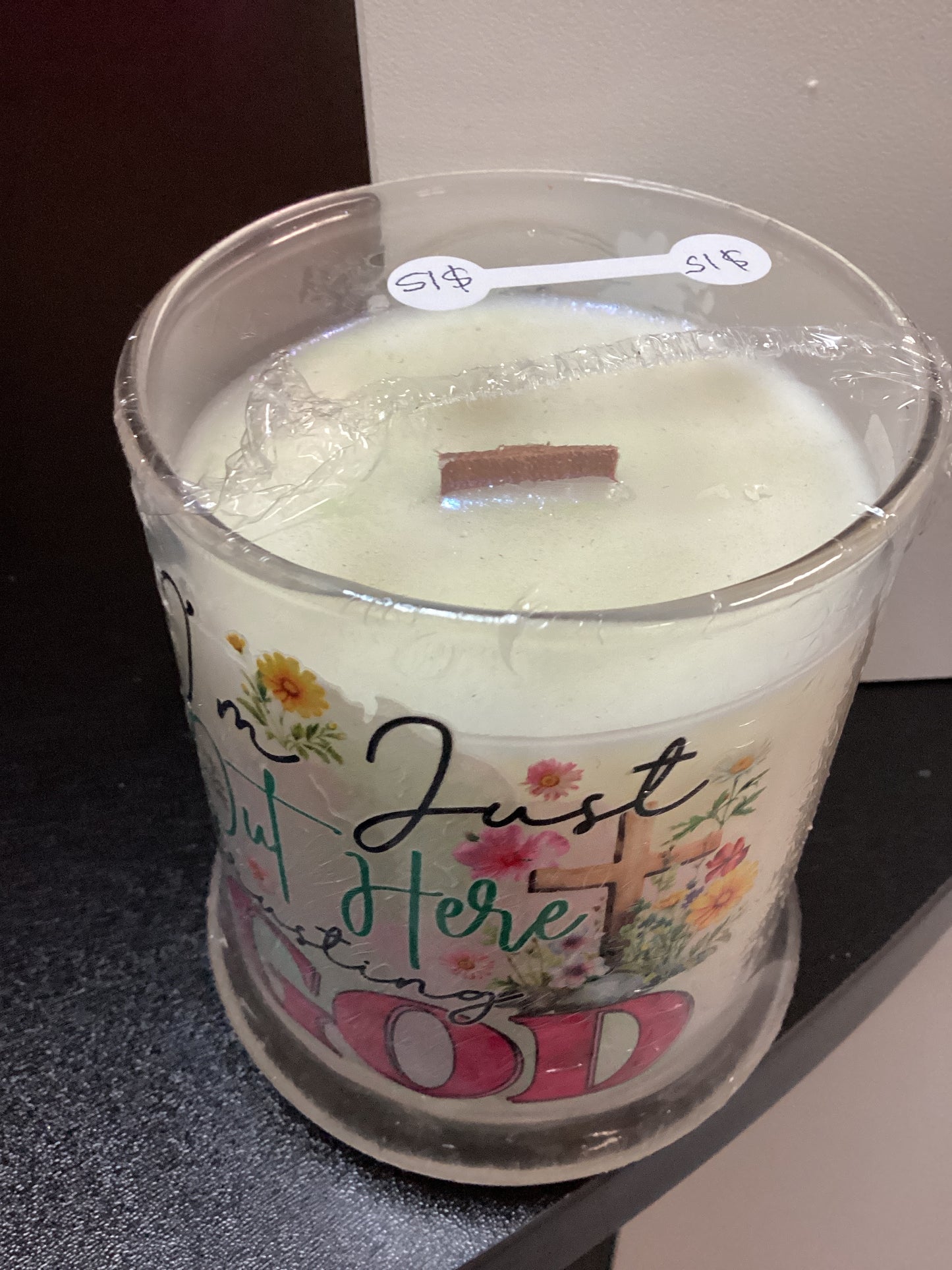 I’m just out here trusting god wood wick candle