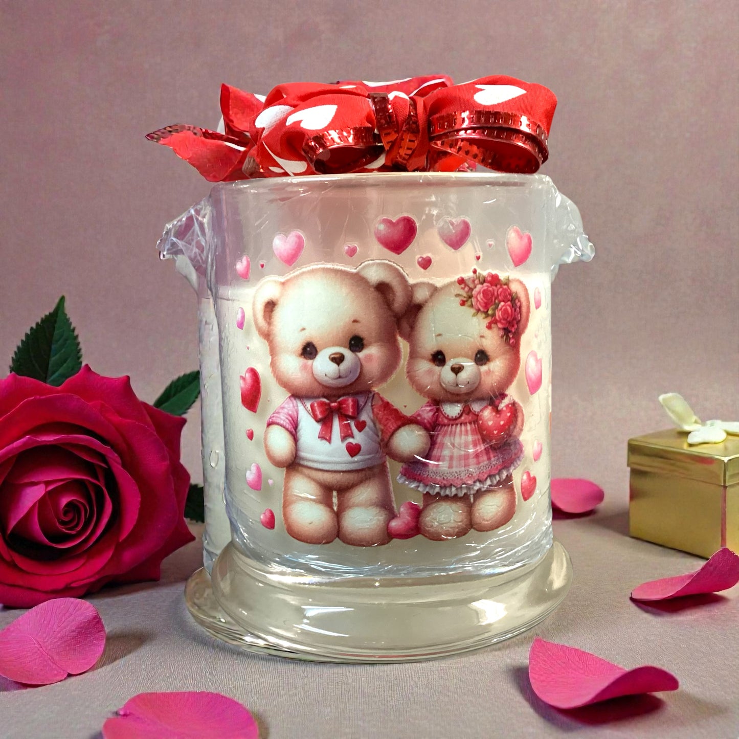 Valentines glass candles