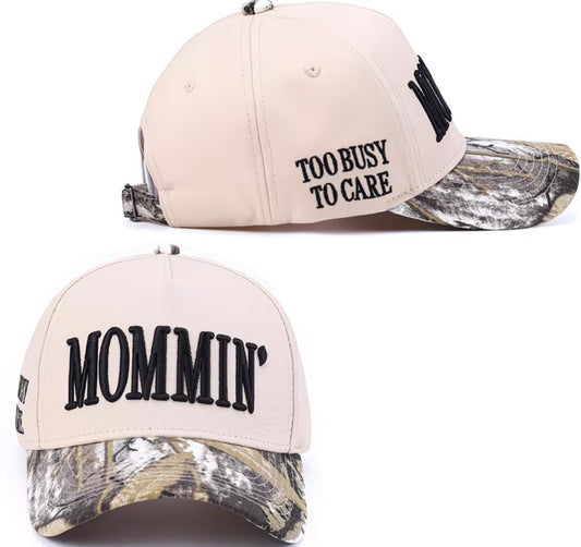 Camo embroidery mommin cap