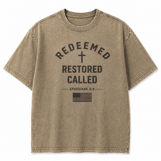 Men’s adult beige brown vintage Christian military T-shirt