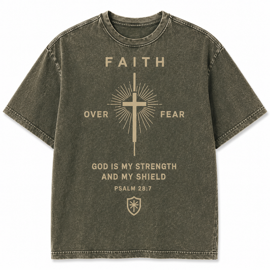 Men’s adult Green vintage Christian military T-Shirt